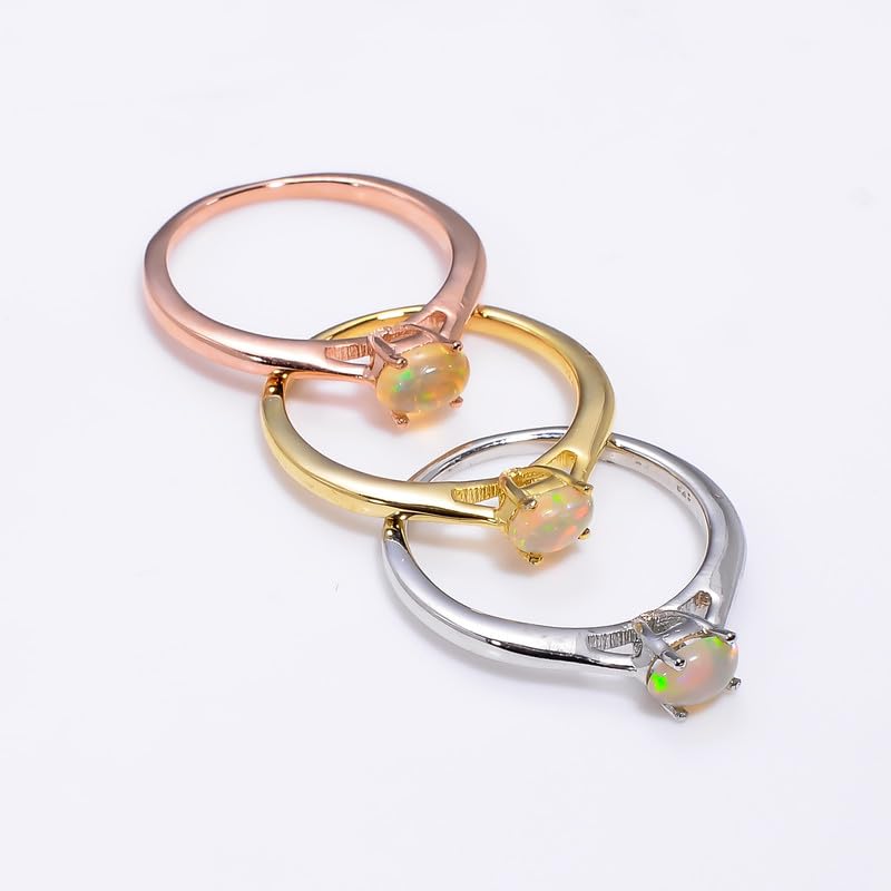 Alliance opale de feu naturelle argent 925 pour mariage élégant - 2