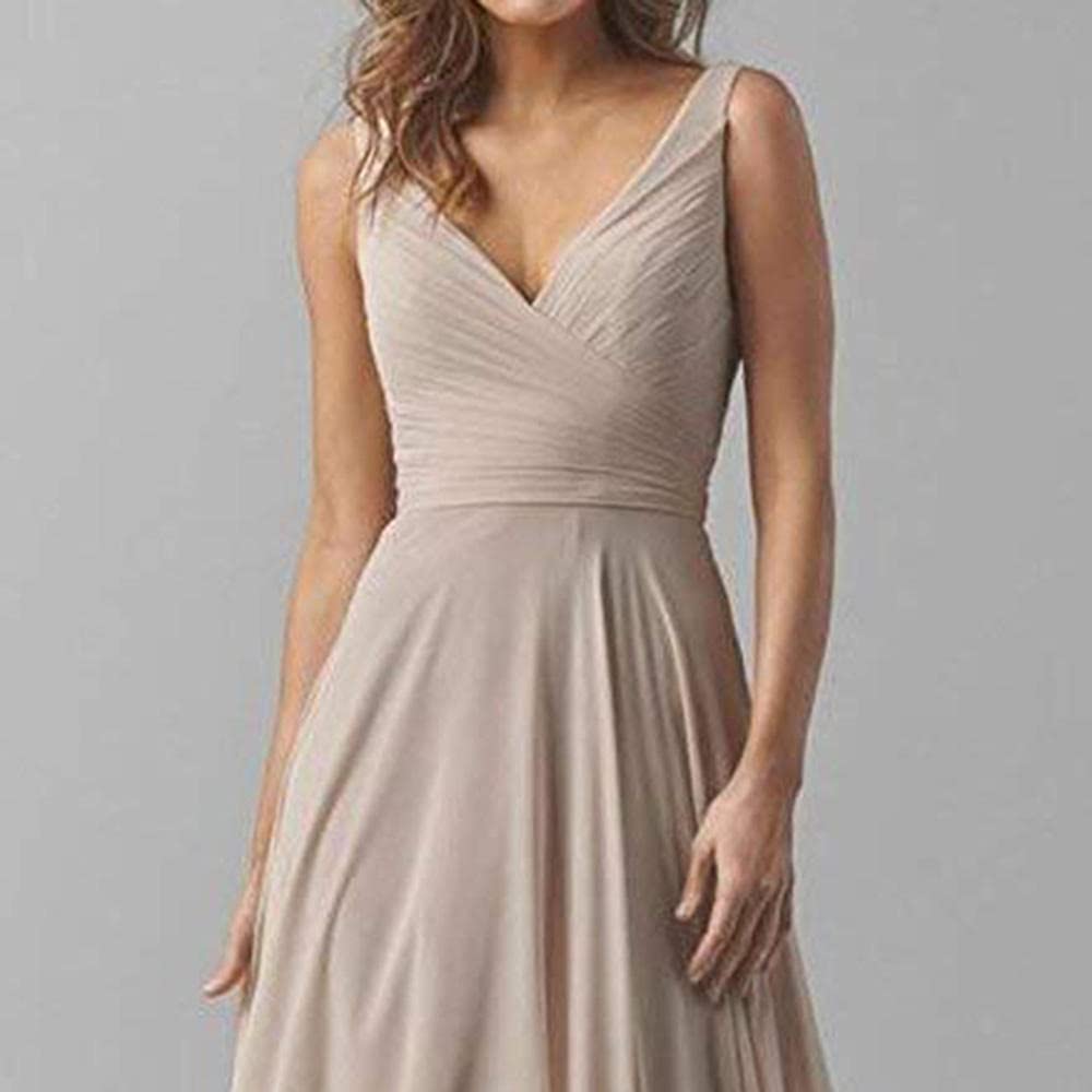 Abendkleider Damen Ballkleid,Kleid aus Chiffon mit doppelter Schulter und V-Ausschnitt, A-Linien-Partykleid-Jade Green_40,Damen Abendkleid Lang Hochzeitskleid