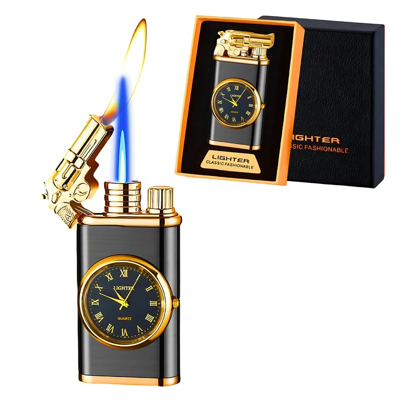 Elevea 𝟏𝟓 𝐘𝐄𝐀𝐑𝐒 𝐖𝐀𝐑𝐑𝐀𝐍𝐓𝐘 Adjustable Soft & Jet Flame Unique Lighter, Refillable Butane Gas Lighter with Windproof Jet Blue Fire, Stylish Gift for Father & Boyfriend-image-45