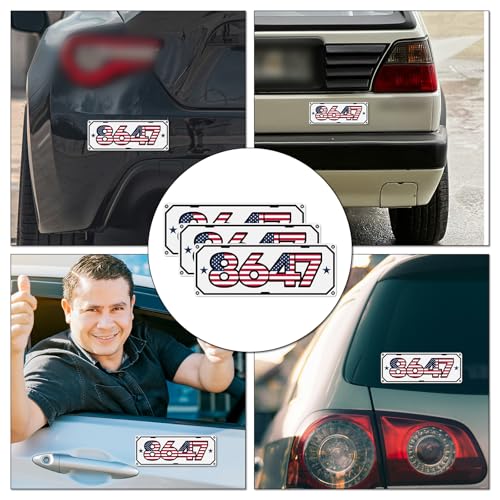 Image of 3pcs 8647 President Car Magnets, American Flag Bumper Stickers Campaign Magnetic Decal Political Bumper Stickers for Cars, Trucks & Vehicles (Style D)