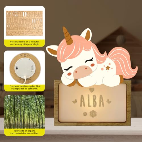 WONDEE Personalisierte Geschenke Baby, Nachtlicht Baby Einhorn, Geschenke zur Geburt, Taufgeschenke für Mädchen und Jungen Personalisierte - Nachttischlampe kinder, baby geschenk personalisiert