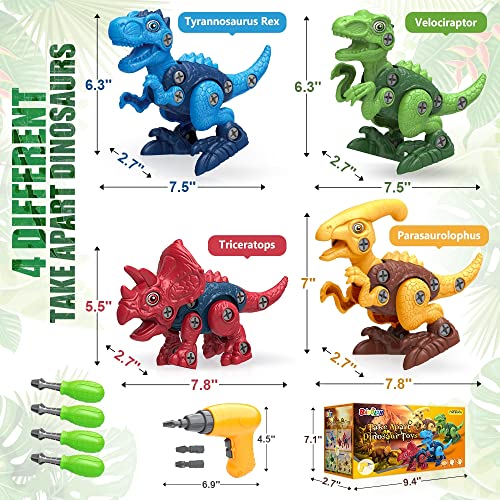 Image of BAODLON Dinosaur Toys for 3 4 5 6 7 Year Old Boy, Take Apart Dinosaur Toys for Kid 3-5 5-7 Building Toy with Electric Drill, Learning Educational STEM Construction Toy Christmas Birthday Gift Boy Girl