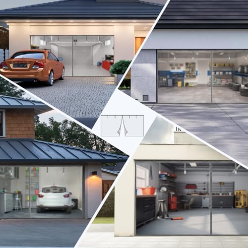Image of Garage Door Screen for 1 Car Garage,9x7Ft Heavy Duty Magnetic Garage Screen,Durable Nylon Screen Door Mesh,Tear-Resistant, Pet and Kid Friendly Door Screen,Silver Grey