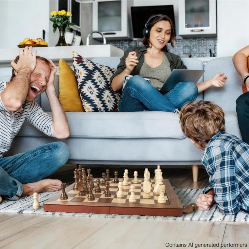 17" Magnetic Wooden Chess Set for Adults Kids, Chess Board Games with Magnetic Pieces & Extra Queens, Folding Portable Travel Large Unique Chess Sets for Tournament Professional Beginner - Image 2