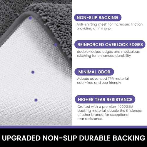 Image of Flooring India Co Newman Rectangular Bath Mat 2500 GSM Super Soft Microfiber Anti Skid Slip Water Absorbent Bathroom Mats for Bedroom, Home, Door (40X60 CM, Grey)
