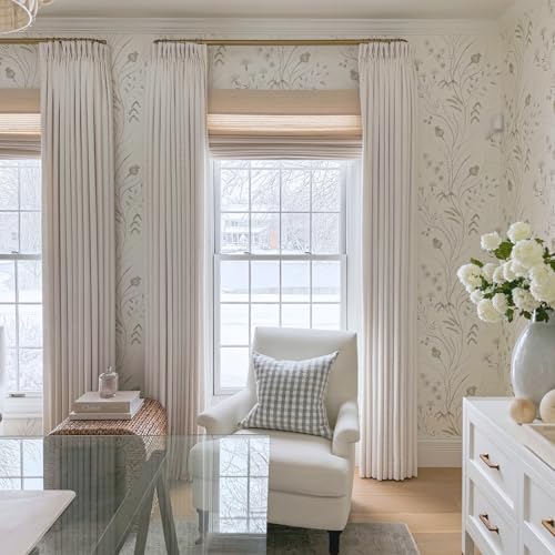 Image of TWOPAGES Liz Linen Custom Curtain for Living Room Bedroom, Customized Blackout Privacy Pinch Pleat Curtain, 1 Panel