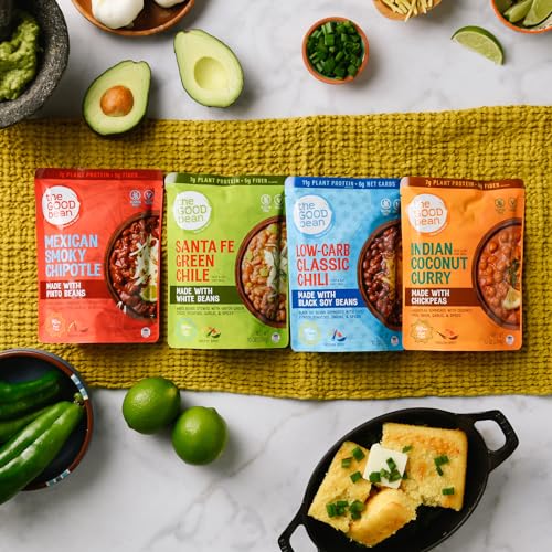 Image of The Good Bean Heat and Eat Pouch - Santa Fe Green Chile - (4 Pack) 10 oz Pouch - Stewed White Beans with Hatch Green Chiles - Pre-Cooked Beans with Good Source of Plant Protein and Fiber