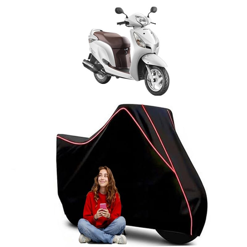 Image of Aviator Disc Scooty Bike Cover Water Resistant Outdoor Use Universal Fit Scooters Motorcycles Heavy Duty UV Protection Dust Rain Scratch Resistant Elastic Bottom Black Blue Piping
