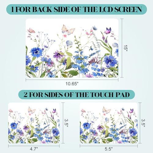 Image of Laptop Skin Sticker Decal, 12 inch 13 inch 13.3 inch 14 inch 15 inch 15.4 inch 15.6 inch Universal Vinyl Notebook Skin Sticker Cover Art Protector Decal with Free 2 Wrist Pads, Beautiful Floral White