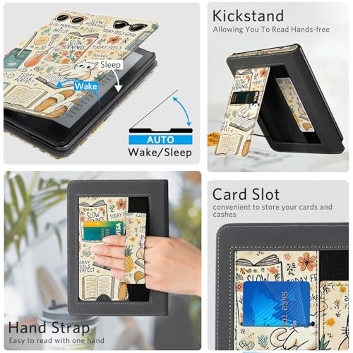 Image of CoBak Stand Case for 7 inch Kindle Paperwhite 12th Gen 2024 and Kindle Colorsoft with Hand Strap - Compatible with iPhone MagSafe, for Samsung /Belkin /Anker Wireless Charging Pads, Durable, Auto Sleep Wake