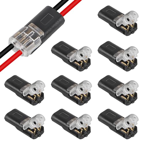 10Pcs Double-Wire Plug-in Connector Led Light Strip Connectors 2 Pin, Quick Splice Wire Wiring Connector for AWG 20-24,2 Pin 2 Way Universal Compact Wire Terminals, No Wire-Stripping Required