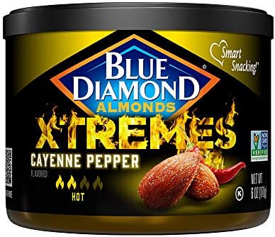 Blue Diamond Almonds XTREMES Cayenne Pepper Flavored Snack Nuts, 6 Oz Resealable Cans (Pack of 1)