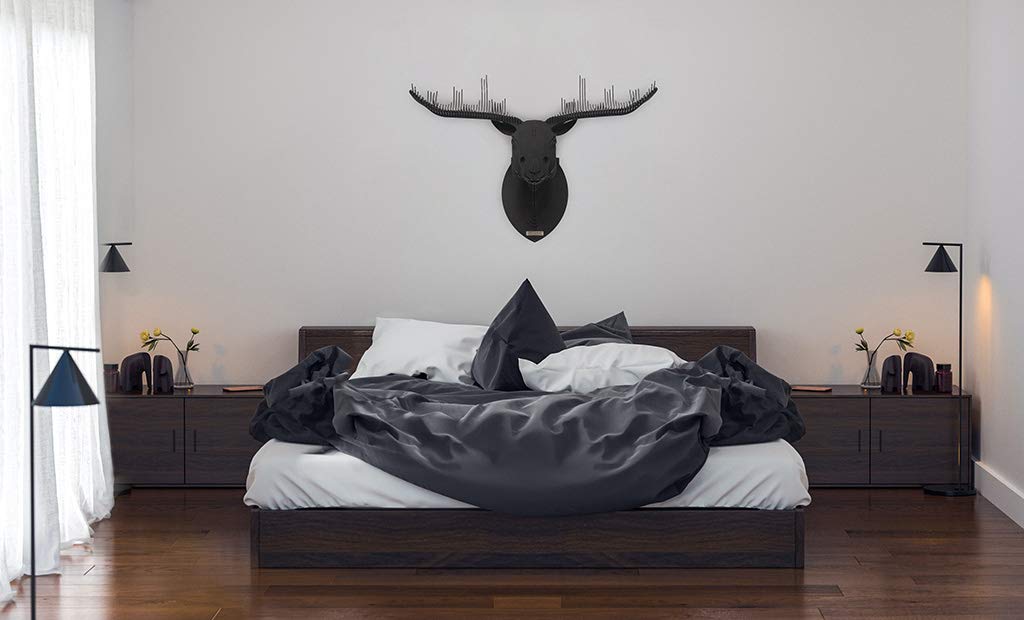 Rerum & Consilium Elch Wanddeko in Schwarz I Made in Germany I 98 x 65 x 56 cm I 29 kg Eigengewicht I Stahl I Elchkopf/Elchgeweih Deko in Schwarz