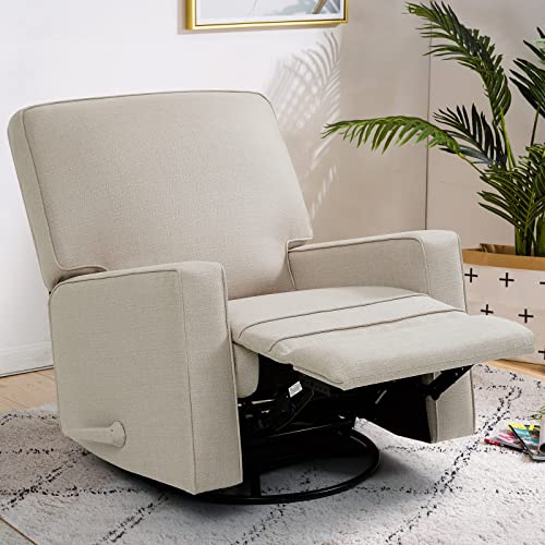 Coosleep Large Swivel Rocker Recliner Chair With 27-Inch Disc, Nursery Glider Chair, Nursery Rocking Chairs, Manual Reclining Chair (Beige) #TOP5