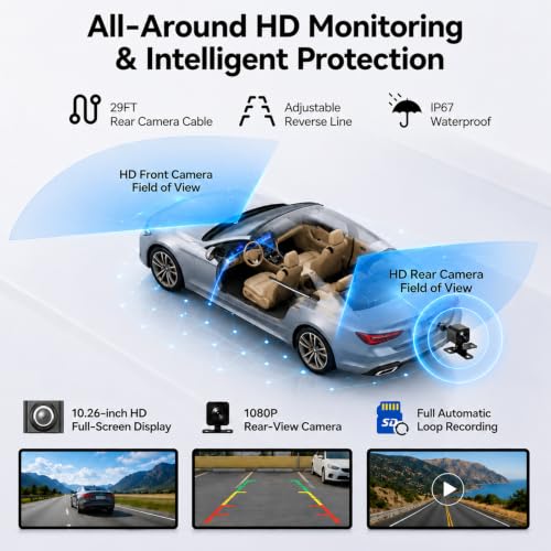 10.36" Wireless CarPlay Screen, Android Auto, 4K Dash Cam, 64GB Card by Olternix - Used condition - Image 4