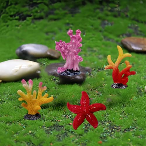 Image of 16 Pcs Aquarium Coral Plant Decor,Vivid Multicolor Resin Artificial Coral Reef Sea Star Decor for Fish Tank Aquarium Landscape Table Home Decor Garden Pond Micro Landscape Scenery