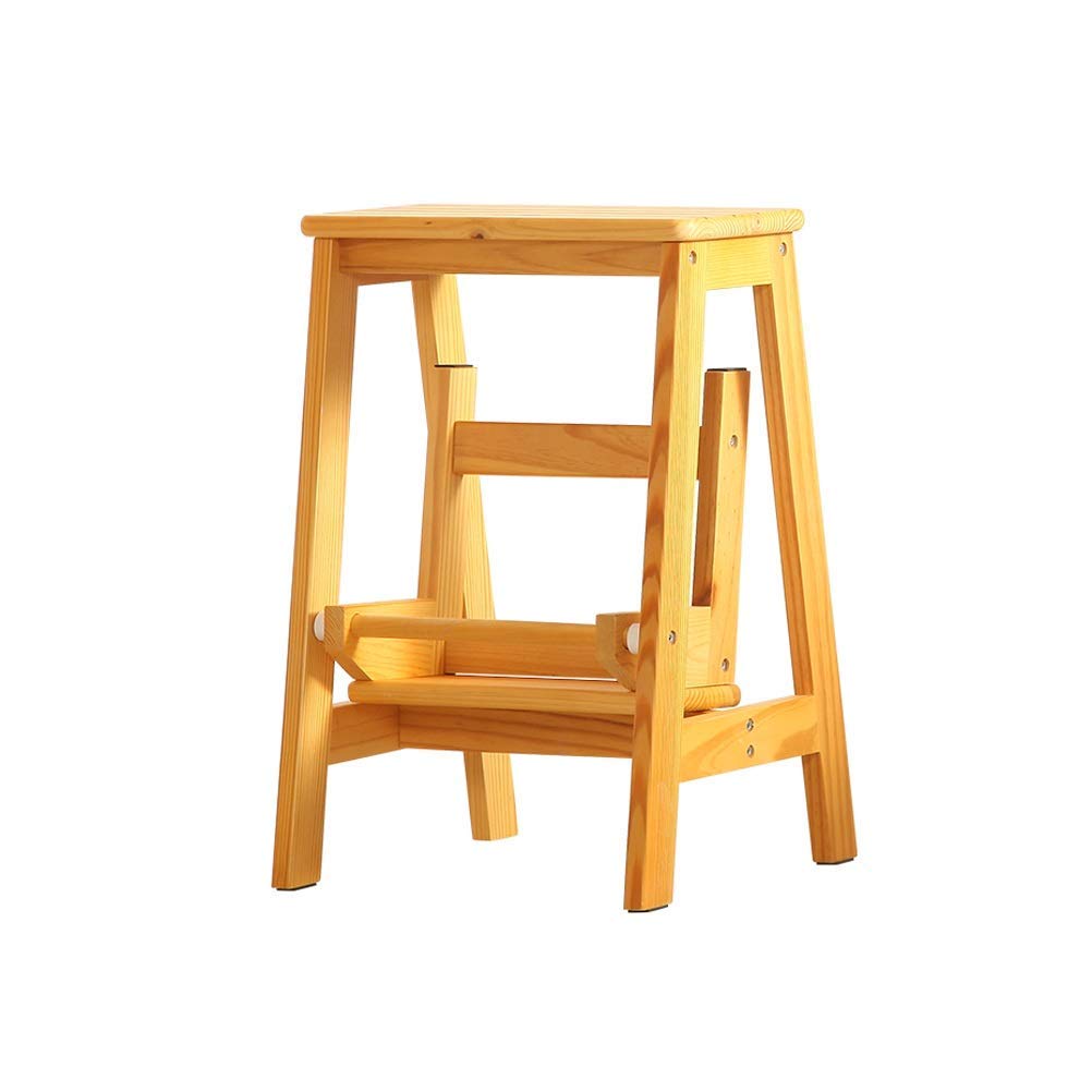 Escabeau pliant 2 étapes pour cuisine : petite échelle en bois déco d'intérieur