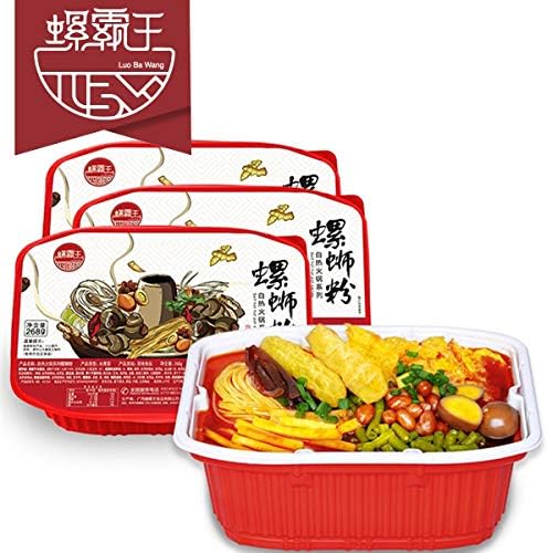 hinese Food Self-Heating Hot Pot Lazy Hot Pot 螺霸王螺蛳粉自热火锅268gx3盒 懒人免煮无火螺狮粉方便微火锅