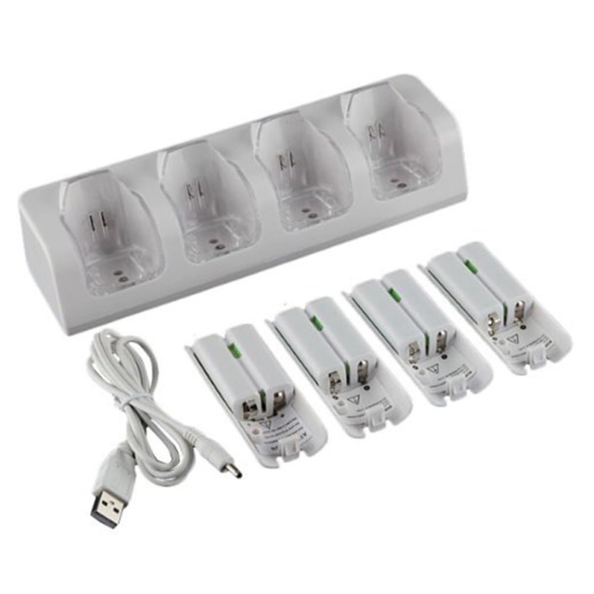 Caricatore Batterie a 4 Slot USB Bianco, Set 1 Pezzo