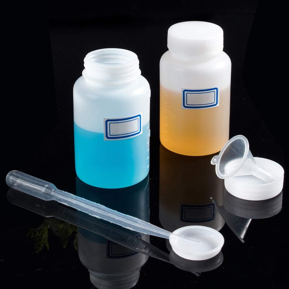 OLYCRAFT 20PCS Wide Mouth Plastic Bottles with Caps Lab Plastic Sample Bottle Graduated 100ml Reagent Bottle for Laboratory School Project : Everything Else
