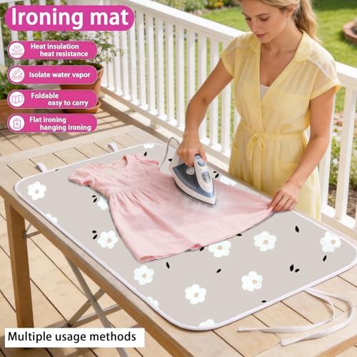 Almohadilla de planchado portátil de mesa resistente al calor 19x33 flor 3