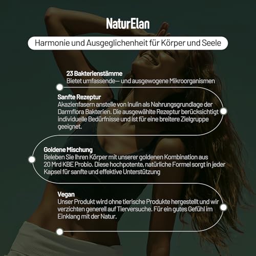 Probio 23 Kulturen Komplex, 200 Mrd KbE/g, Mehrere Premium Bakterienstämme mit Akazienfaser, 1 Kapsel pro Tag, mit Lactobacillus & Bifidobakterien, Vegan, 60 CT, Darmflora