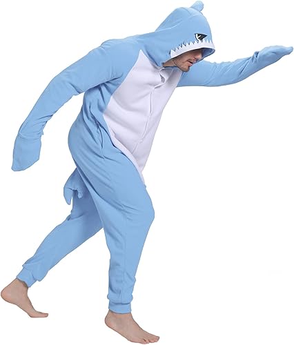 Miniatura 2 de Pijama de tiburón para adultos, disfraz de cosplay de tiburón, de una pieza, ropa de dormir de caricatura, mameluco de tiburón para mujeres y hombres