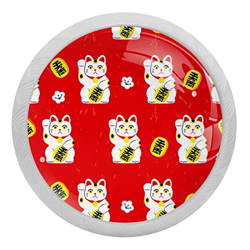 Boutons de tiroir chat Neko en verre rouge pour rénover une commode - 2