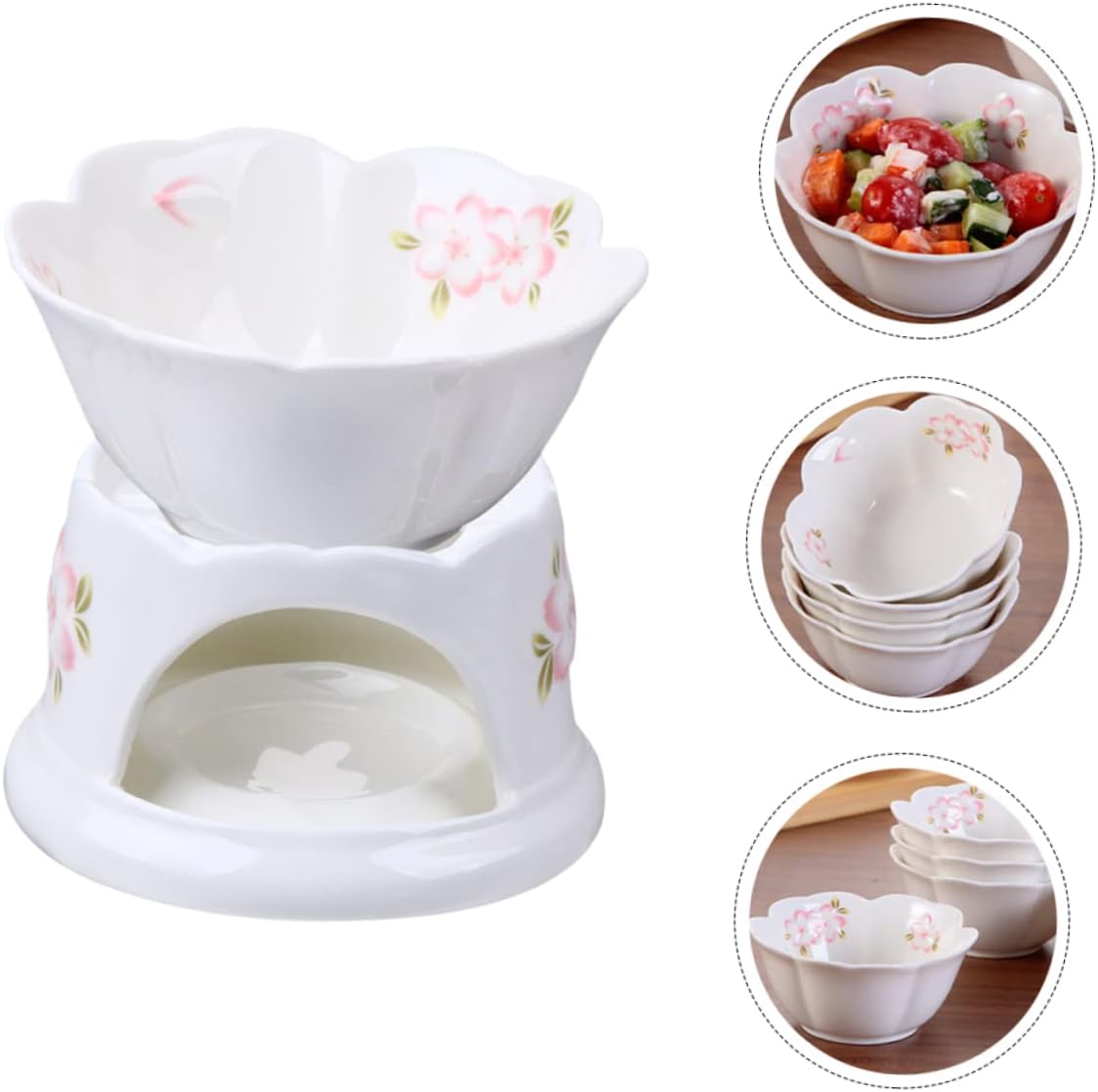 Ceramic Chocolate Fondue Pot with Bowl for Broth and Butter