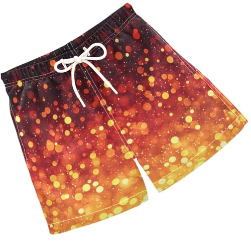 Pigsaly Boys Swim Trunks Dark Red Orange Yellow Glitter Gradient Flash Boys Board Shorts Swimsuit Swimwear Bathing Suit 3T