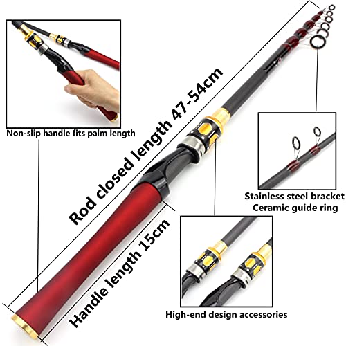 Telescopische hengel Visserpool Carbon Lokken Rod Snel Spinning Casting Rod Draagbare Telescopische Hengel Pool Vistuig Draagbare Hengel (Color : YELLOW, Length : 2.4 m) - Image 5