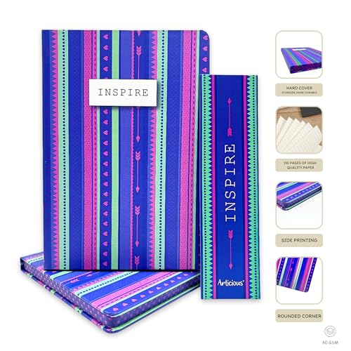 Image of Notebook Set, Premium Hardcover Journal, Bookmark and Matching Box |192 Ruled Pages, 80 GSM | A5 Ruled Writing Notebook for Girls, School & Office | Inspire Blue