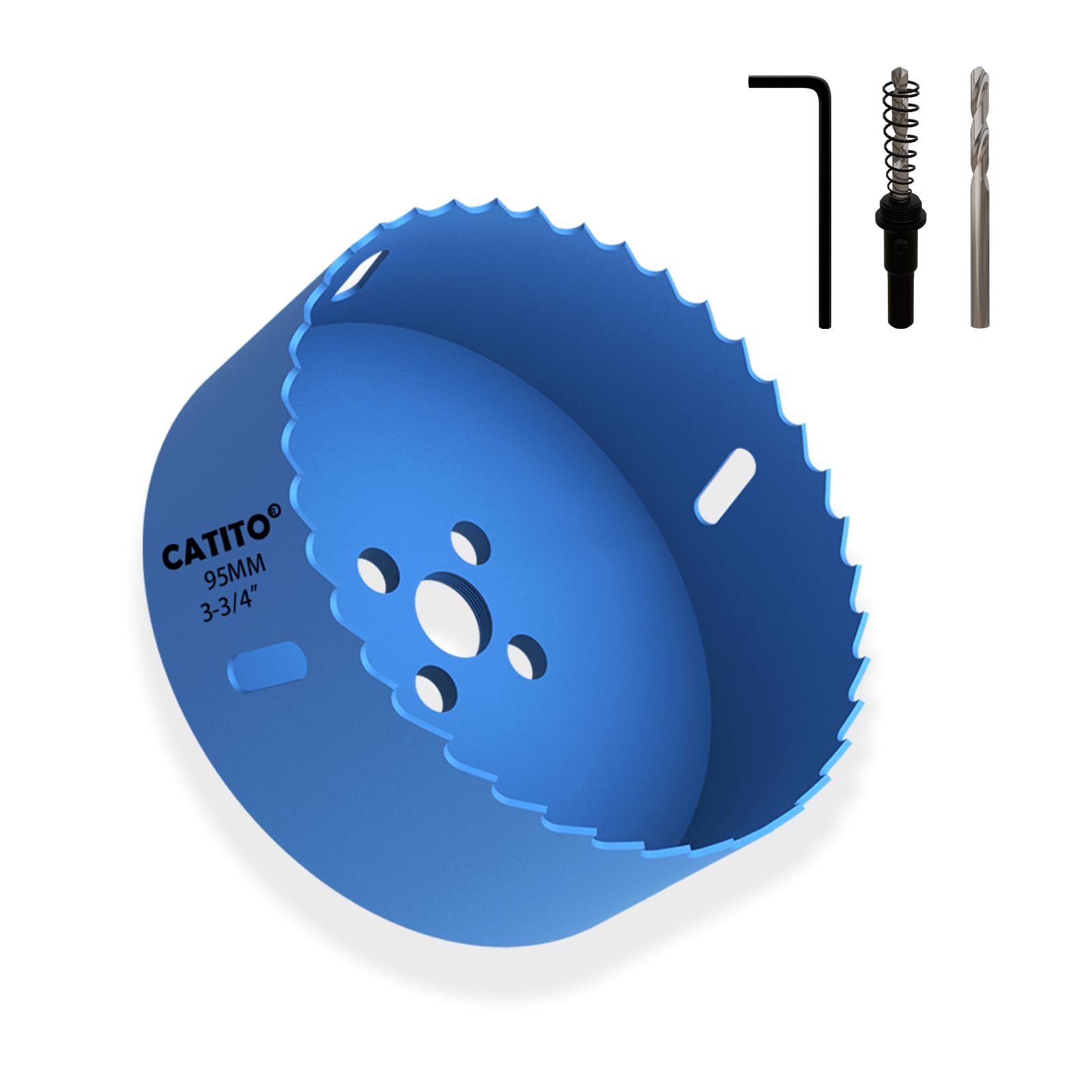 CATITO Bimetalowa otwornica do lamp wpuszczanych, obcinacz otworów 95 mm do oświetlenia podtynkowego LED, idealna do tworzyw sztucznych, drewna, sklejki (95 mm)