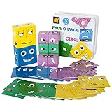 Mbarbs Speed Cube Wooden Expressions Matching Block Puzzles Cute Portable Face-Changing Cube Building Cubes Blocks Parent-Child Board Educational Games for Kids