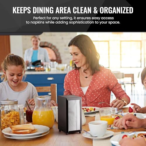 OCS Parts Tall-Fold Two-Sided Napkin Dispenser | Black | Holds 150 6\" x 13\" Tall Fold Napkins | for Home Dining Room Tables, Kitchens, Restaurants, Food Trucks and Delis