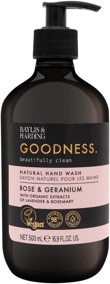 goodness rose & geranium 500ml hand wash
