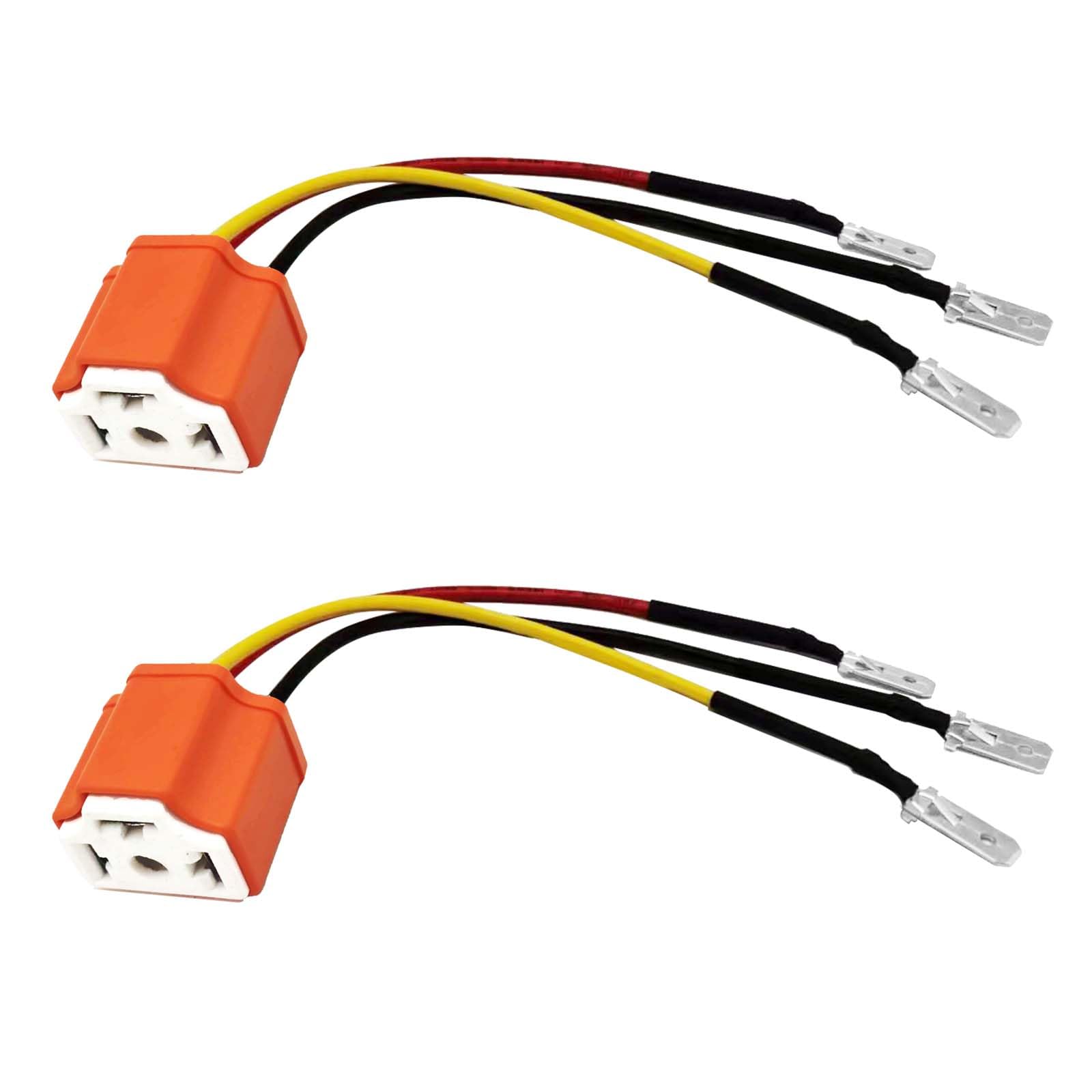 Ceramic H4 9003 HB2 Wiring Harness Light Socket - Connector with 3 Adapter Wiring Harness Socket Wire for H4 Relay Harness, Car Truck Light Fog Light Retrofit, Fix Un-Standard H4 Plug Pins