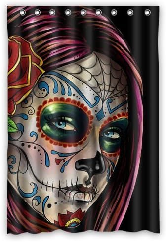 Innovation Print Design Flower Sugar Skull Shower Curtain Mildew Waterproof Polyester Fabric Bathroom Shower Curtain 48" x 72" Inch
