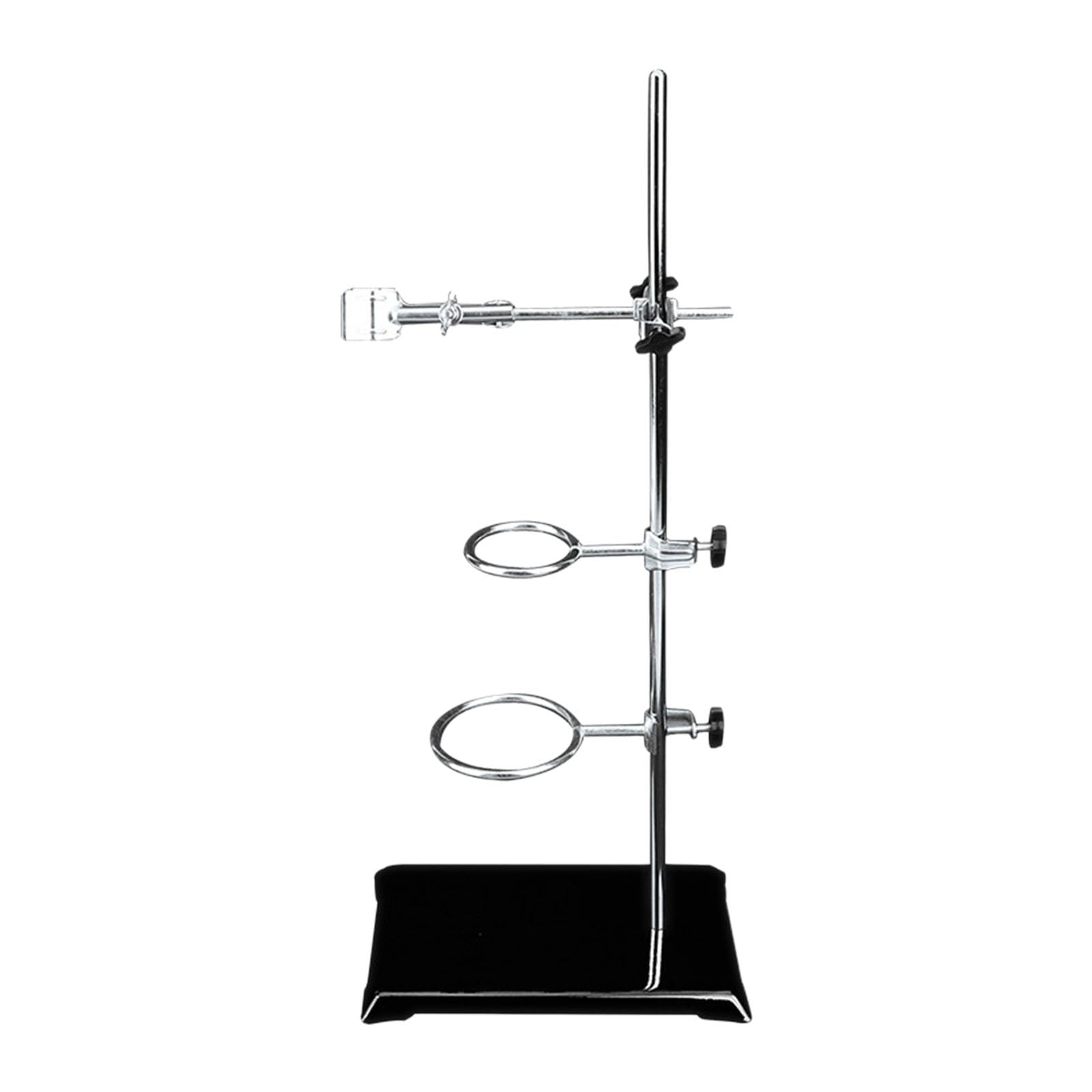 Soporte de laboratorio 35 cm para experimentos de química con superficie inoxidable y abrazaderas de apriete