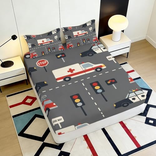 Drap-housse 3D route microfibre 120x200 pour lit enfant antidérapant - 6