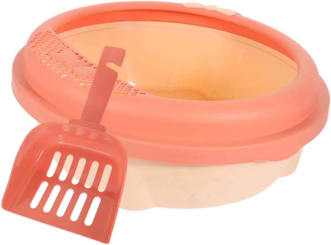 TOYANDONA 1set Cat Litter Box with Shovel Half-Enclosed Design Thickened Splash-Resistant Cat Toilet for Indoor Use
