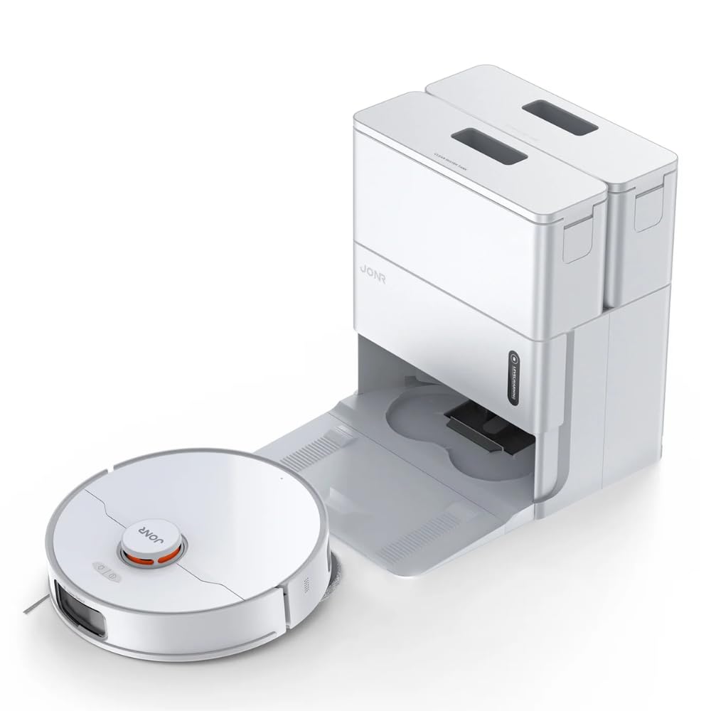 JONR T5 Pro Gen 2 15000Pa Robot aspirador con función de limpieza, potencia de succión (actualización de T5 Pro) con secado al aire caliente, cepillo lateral antienredos, prevención de obstáculos