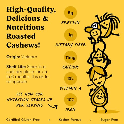 Image of Nuts com - Roasted Cashews (Salted Single Serve) - Creamy & Savory Flavor, Healthy Snack for Adults & Kids, Good Source of Protein, Fiber, Calcium, Iron & Healthy Fats - Vegan & Gluten-Free - 24 Pack