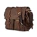 Price comparison product image BW Vintage Military Men Canvas Bag - 14.5 inch Mens Vintage Casual Canvas Messenger Bag Men's Military Leather Canvas Travel Briefcase Crossbody Satchel Shoulder School Bag for Notebook Laptop (Brown)