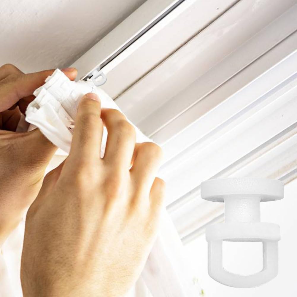 Seuqhck Lot De 150 Crochets à Rideaux Réglables En Plastique Blanc Avec