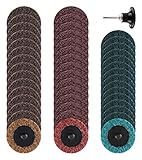 LUCKUT Schnellwechselscheiben 2 Zoll Roll Lock- 46pcs, 1/4 ’’ Halter Oberflächenscheiben für Die Grinder Oberflächenstreifen Rostfarbentfernung ，fein für Schleifmaschine, Schleifen, Politur