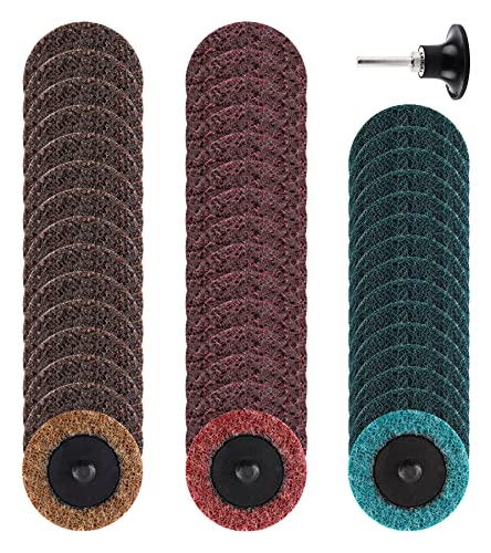 LUCKUT Schnellwechselscheiben 2 Zoll Roll Lock- 46pcs, 1/4 ’’ Halter Oberflächenscheiben für Die Grinder Oberflächenstreifen Rostfarbentfernung ，fein für Schleifmaschine, Schleifen, Politur
