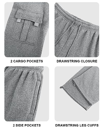 A Waterwang Men'S Cargo Sweatpants Casual Fleece Joggers Loose Fit Open Bottom Athletic Pants For Men With Pockets Light Gray Xl thumb #5