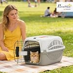 PawHut Plastic Dog and Cat Kennel Hard Sided, Airline Approuvé Pet Carrier pour Mini Chiens et chats, Crate portable avec porte en fil d'acier, Water Bowl, pour voiture, avion, extérieur