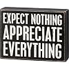 Primitive by Kathy 111988 Box Sign Expect Nothing Appreciate Everything